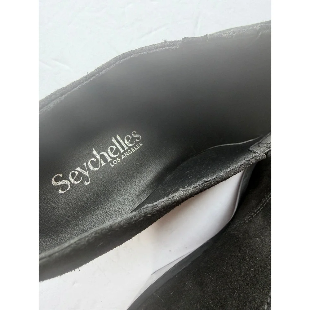 Seychelles Black Suede Low Top‎ Pointed Toe Block Heel Ankle Bootie Boots Sz 6.5